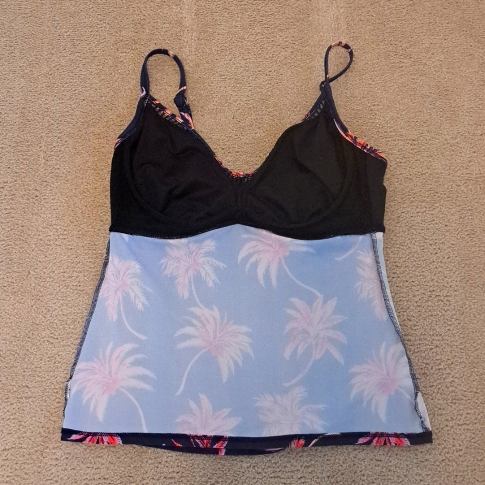 Women's BAKU Tankini Bikini Set with Pink Coral Palm Print - Picture 6 of 7